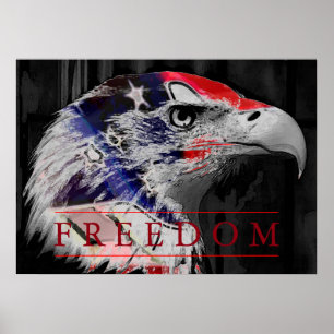 Poster de l'aigle américain Liberté du drapeau amé