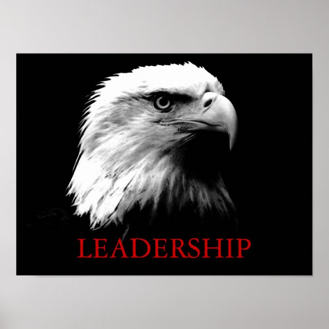 Poster de l'aigle Black White Leadership Eyes (Devant)