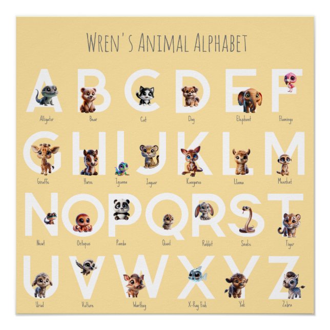 Poster de l'alphabet animal (Devant)