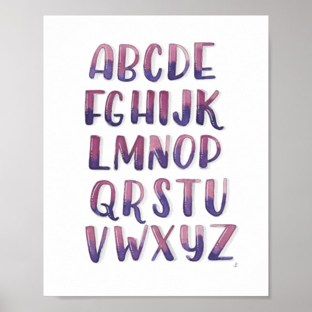 Poster de l'alphabet d'aquarelle (Devant)