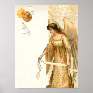 Poster de l'ange et des ornements de Noël