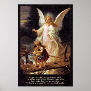 Poster de l'Ange Gardien, Enfants, Pont et Poème