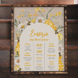 Poster de l'Anniversaire de l'abeille fleur sauvag