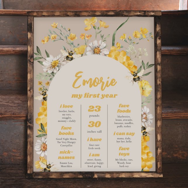 Poster de l'Anniversaire de l'abeille fleur sauvag (Créateur téléchargé)