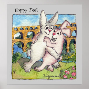 Poster de lapins de caricature à pattes rousses