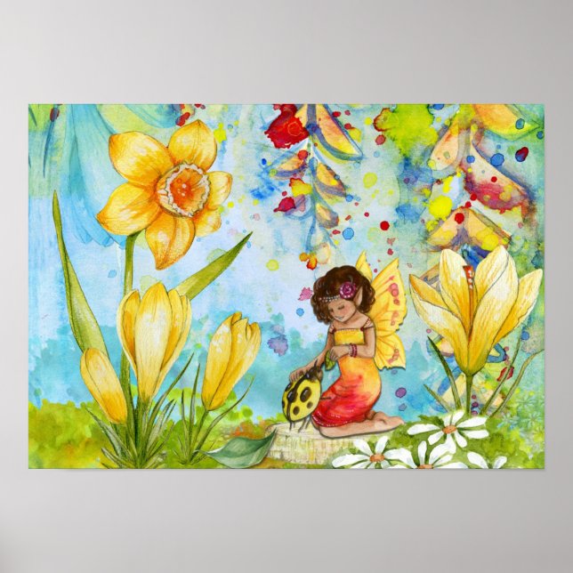 Poster de l'aquarelle Daffodique Pixie (Devant)