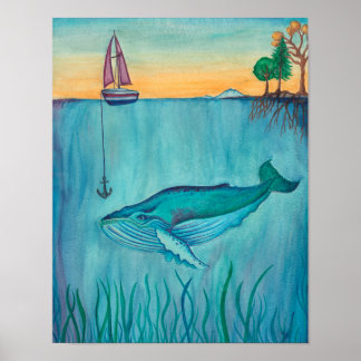 Poster de l'aquarelle de baleine