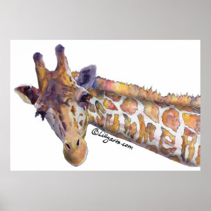 Poster de l'aquarelle d'été de Giraffe Imprimer