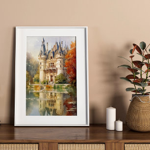 Poster de l'aquarelle romantique du Château França