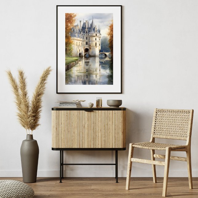 Poster de l'aquarelle Serene French Castle | (Créateur téléchargé)
