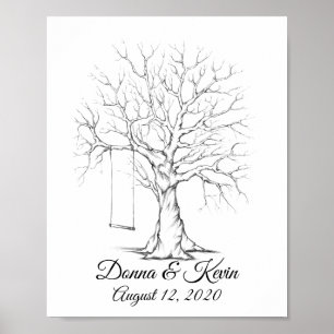 Poster de l'arbre de l'empreinte digitale Mariage