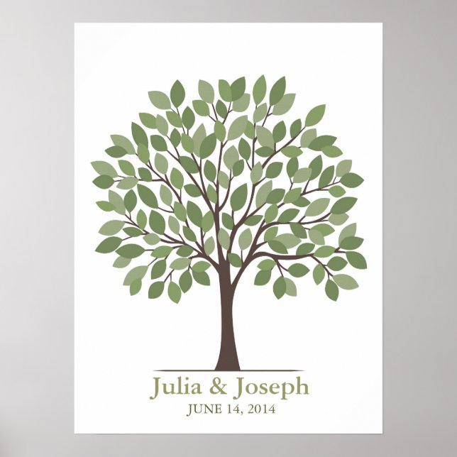 Poster de l'arbre de signature du mariage - Vert n (Devant)