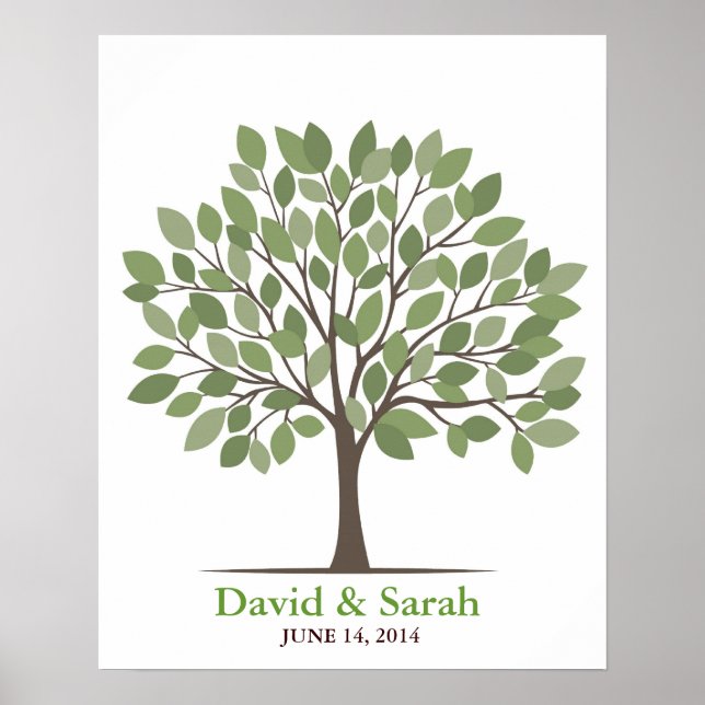 Poster de l'arbre de signature du mariage - Vert n (Devant)