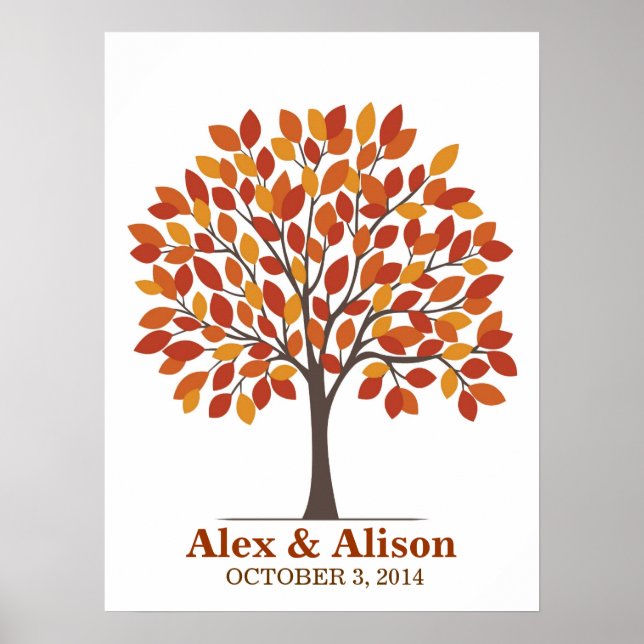 Poster de l'arbre de signature mariage - Automne n (Devant)