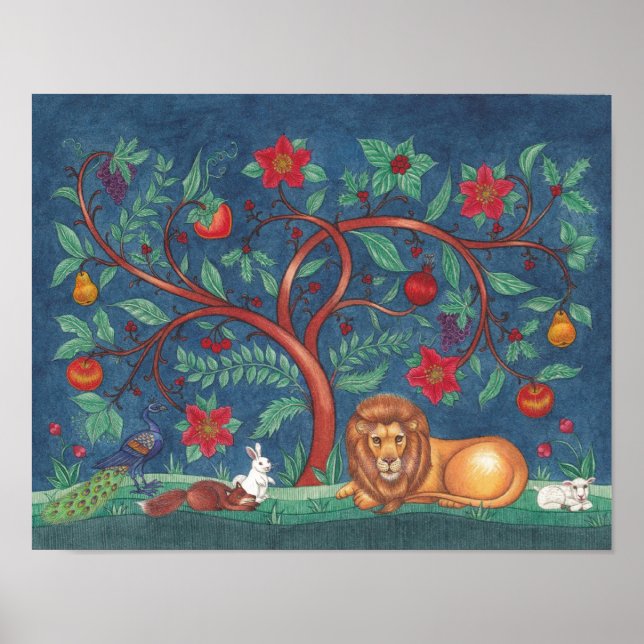 Poster de l'arbre de vie ~ Le lion et l'agneau (Devant)