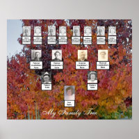 Poster de l'arbre généalogique d'automne orange, r