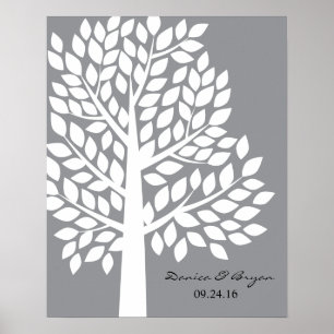 Poster de l'arbre mariage - Gris