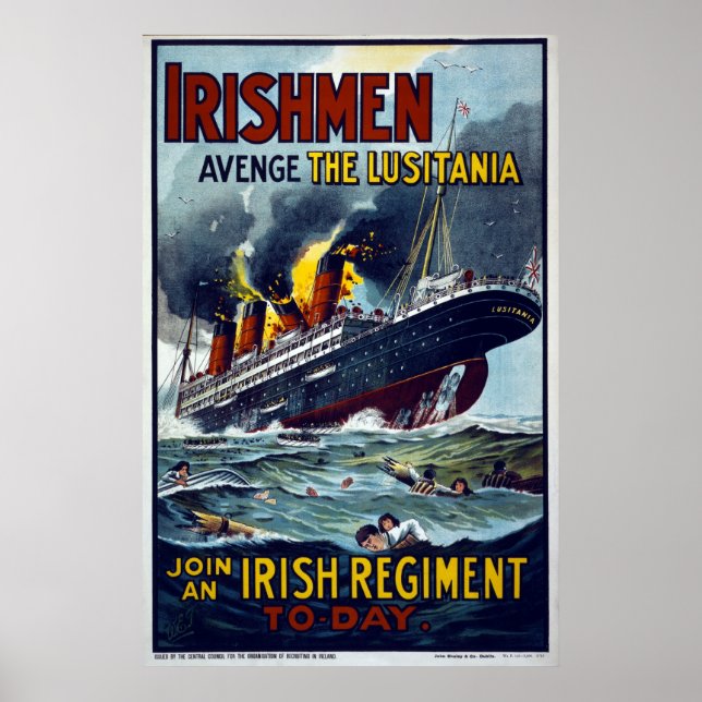 Poster de l'Armée de terre de Lusitania, naufrage (Devant)