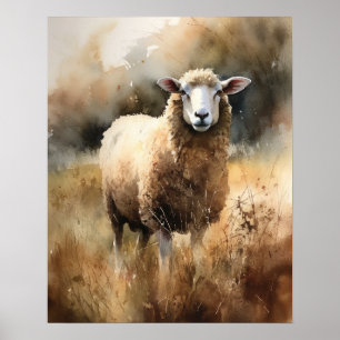 Poster de l'art animal de la ferme de mouton