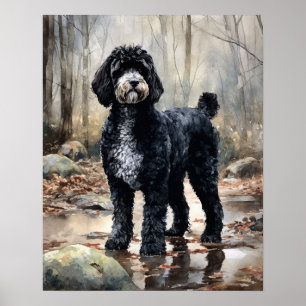 Poster de l'art de chien d'eau portugais