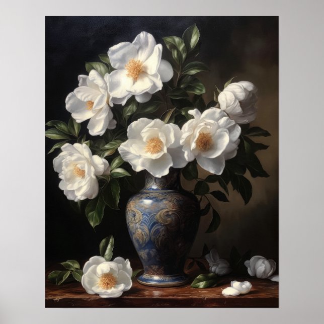 Poster de l'art de la Camellia blanche (Devant)