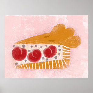 Poster de l'art mural de la tranche de tourte ceri