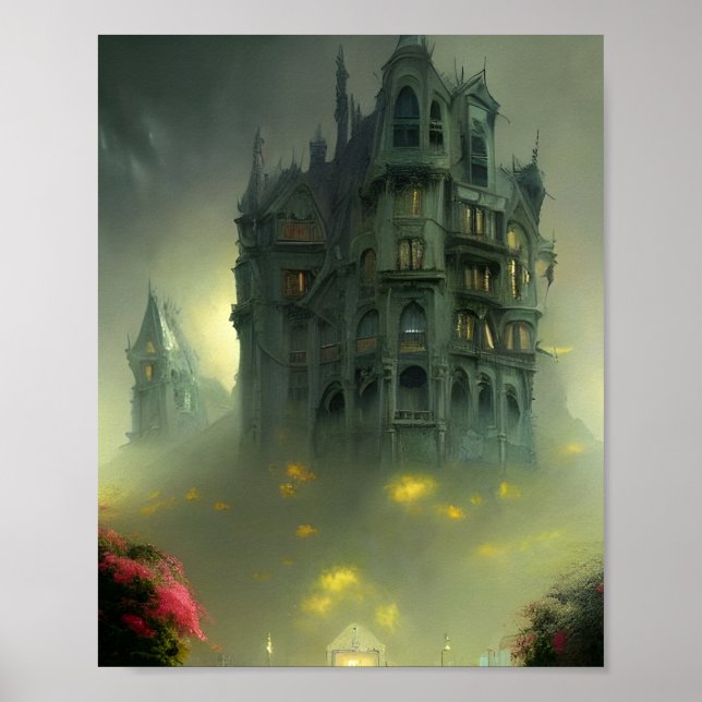 Poster de l'Art numérique Eerie Gothic Mansion (Devant)