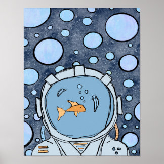 Poster de l'astronaute de poisson Abstrait