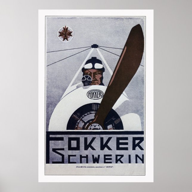 Poster de l'aviation Fokker Schwerin WW1 - grand (Devant)