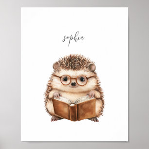 Poster de lecture de Hérisson mignon Imprimer