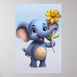 Poster de l'éléphant de dessin d'Imaginaire