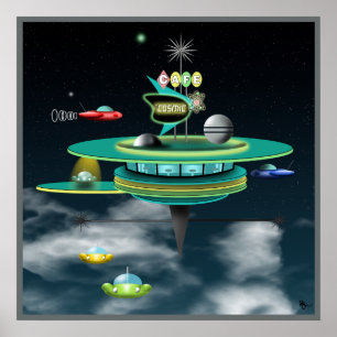 Poster de l'espace du café rétro