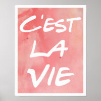 Poster de lettres à la main C'est La Vie - Aquarel