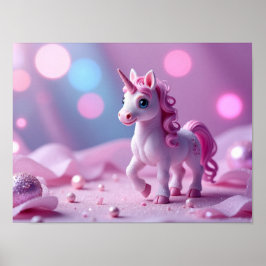 Poster de licorne rose et de fille