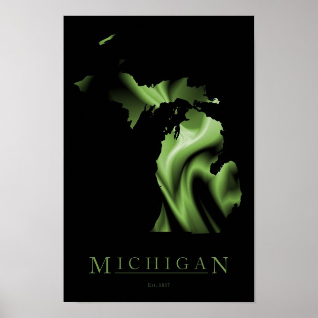 Poster de l'image de la carte de l'État du Michiga (Devant)
