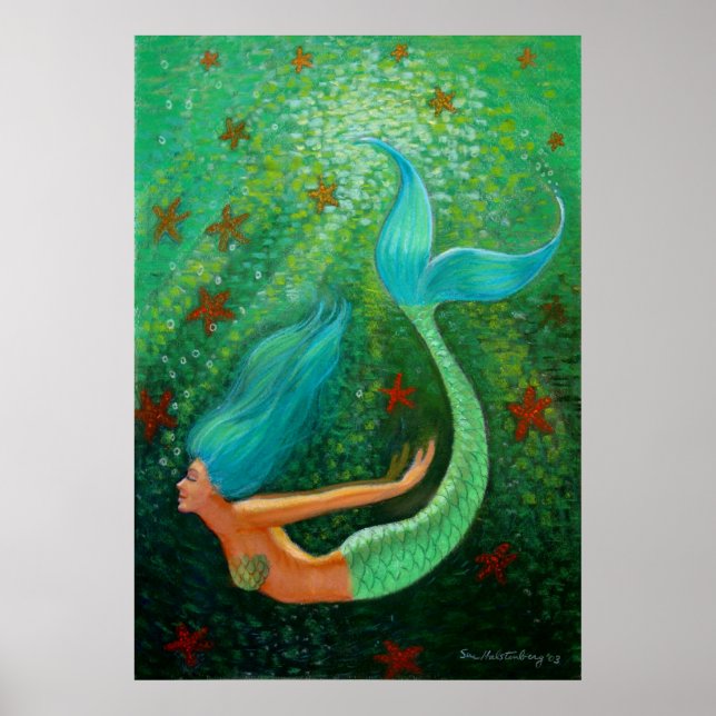 Poster de l'imaginaire de la sirène de cheveux ble (Devant)