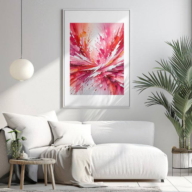 Poster de l'Imaginaire rose Abstrait en acrylique (Pink Fantasy Abstract Acrylic Art Poster Mockup 1)