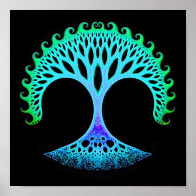 Poster de l'inspiration de l'arbre de vie fractal (Devant)