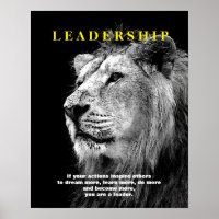 Poster de Lion Black White Motivation Leadership