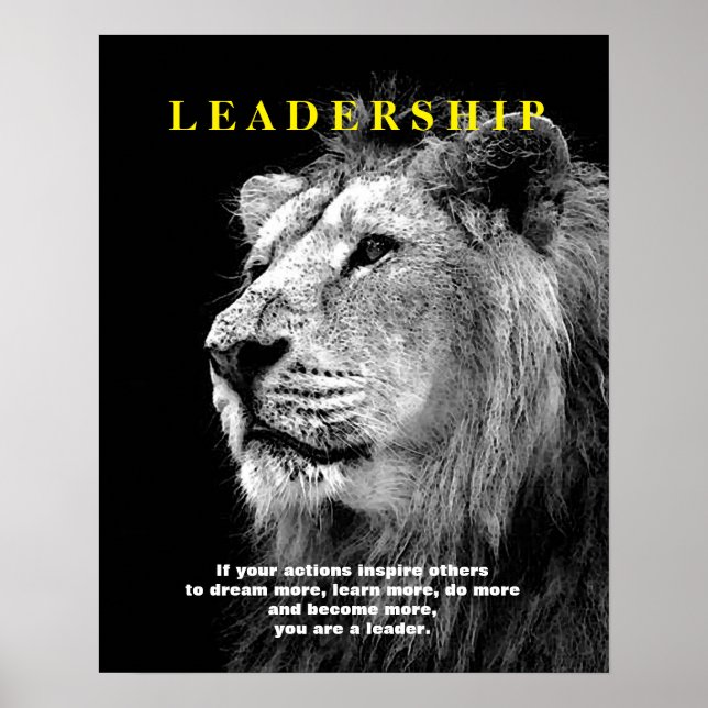 Poster de Lion Black White Motivation Leadership (Devant)
