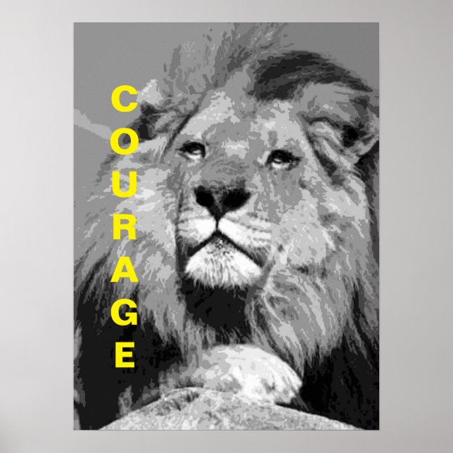 Poster de Lion Black White Motivational Courage (Devant)