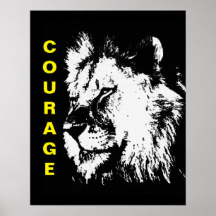Poster de Lion du Courage d'Art Pop Jaune Noir Bla