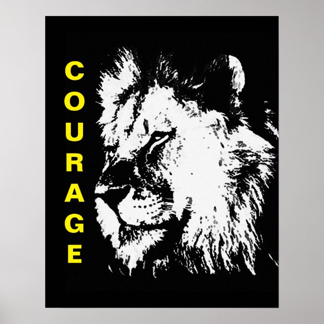 Poster de Lion du Courage d'Art Pop Jaune Noir Bla (Devant)