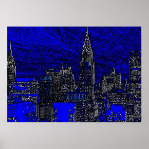 Poster de l'oeuvre de nuit Blue New York City