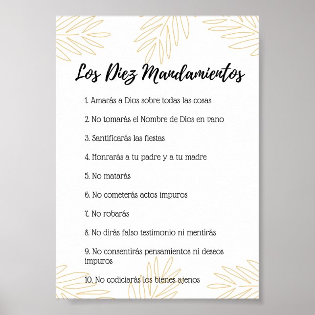 Póster de los 10 mandamientos de la ley de Dios Poster (Vorne)