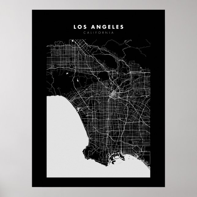 Poster de Los Angeles Dark City Map (Devant)