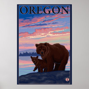 Poster de l'ours et de l'ourson - Vintage voyage