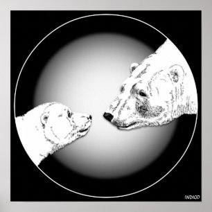 Poster de l'ours polaire et de l'ourson Imprimante