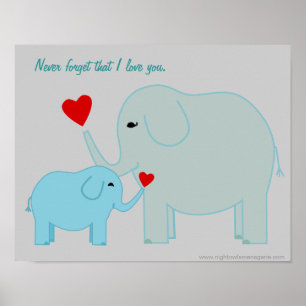 Poster de Mama et Baby Elephant in Blues