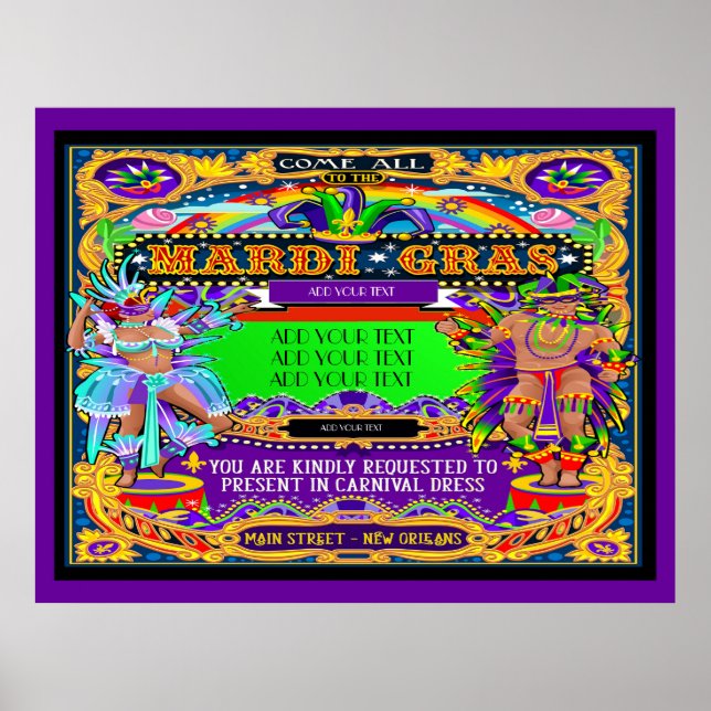 Poster de Mardi Gras à Customiser (Devant)